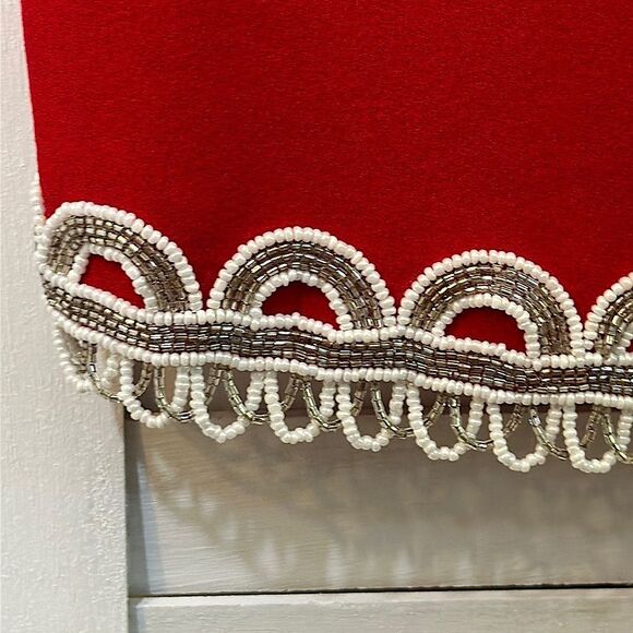 80s Hand Beaded Tunic Medium Vintage Red - Picture 10 of 14